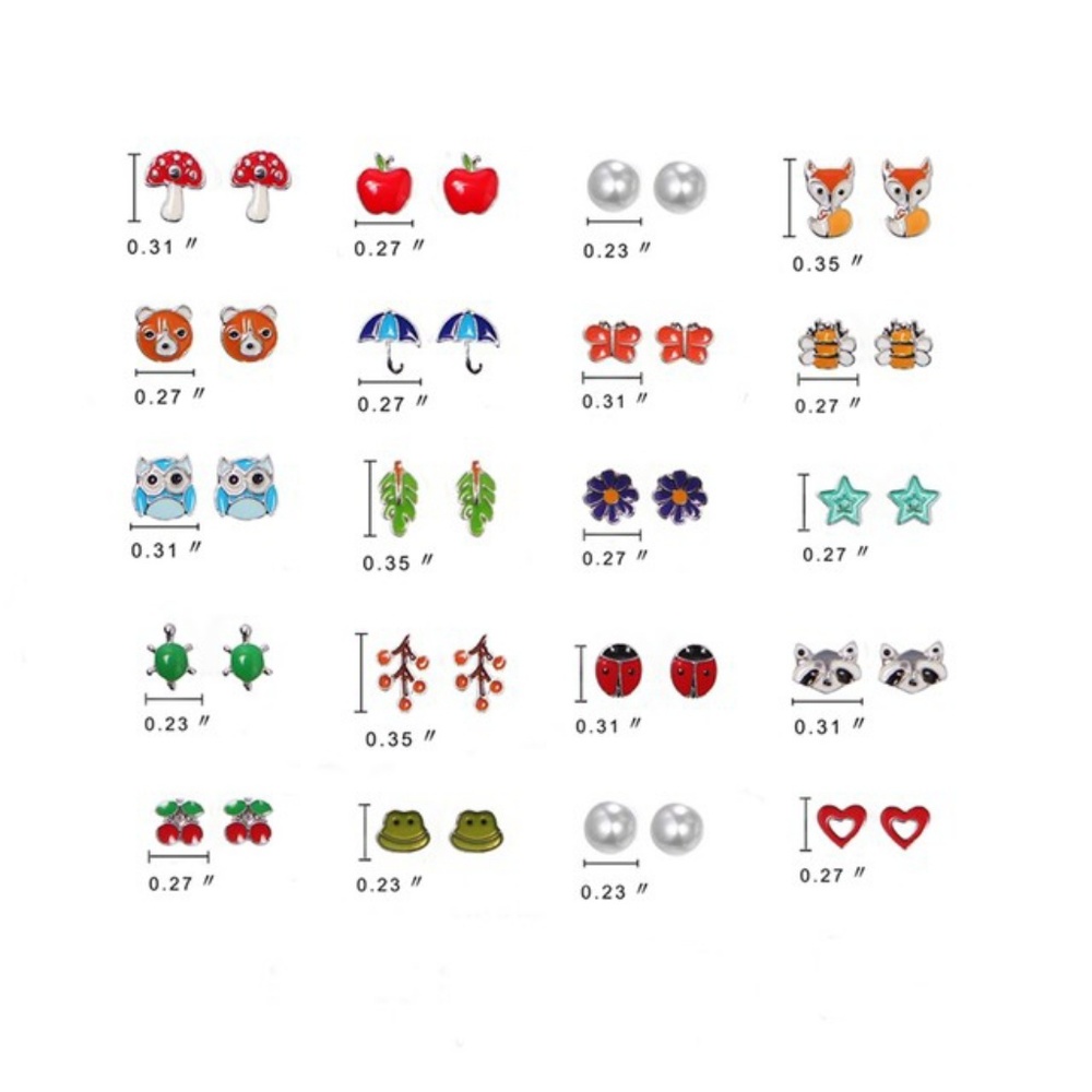 Girls Earrings 20 pairs - Picture 3 of 8